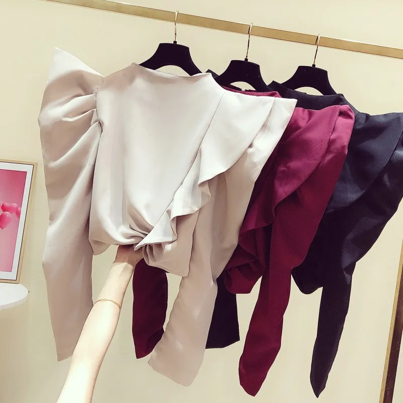Женские блузки и топы весна 2020 новая корейская мода темперамент атласная с