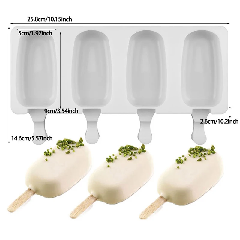 

Kitchen DIY Homemade Dessert Freezer Fruit Juice Pop Cube Maker Mould & Stick Silicone Ice Cream Forms Popsicle Molds 4/8 Hole