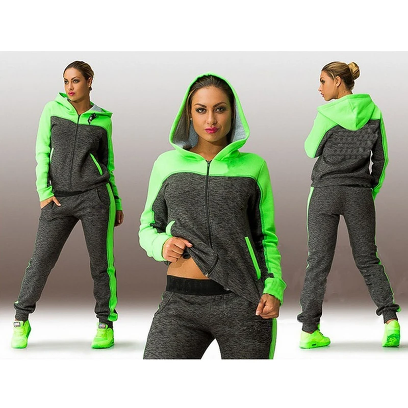 

2020 Women Winter Women's Set Tracksuit Full Sleeve Hoodied Sweatshirt Pockets Pants Suit Two Piece Set Outfits Sweatsuit