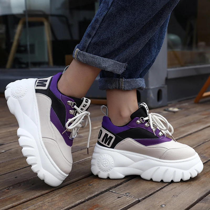 Кроссовки на платформе обувь для папы Новинка 2019 года женская с высоким берцем