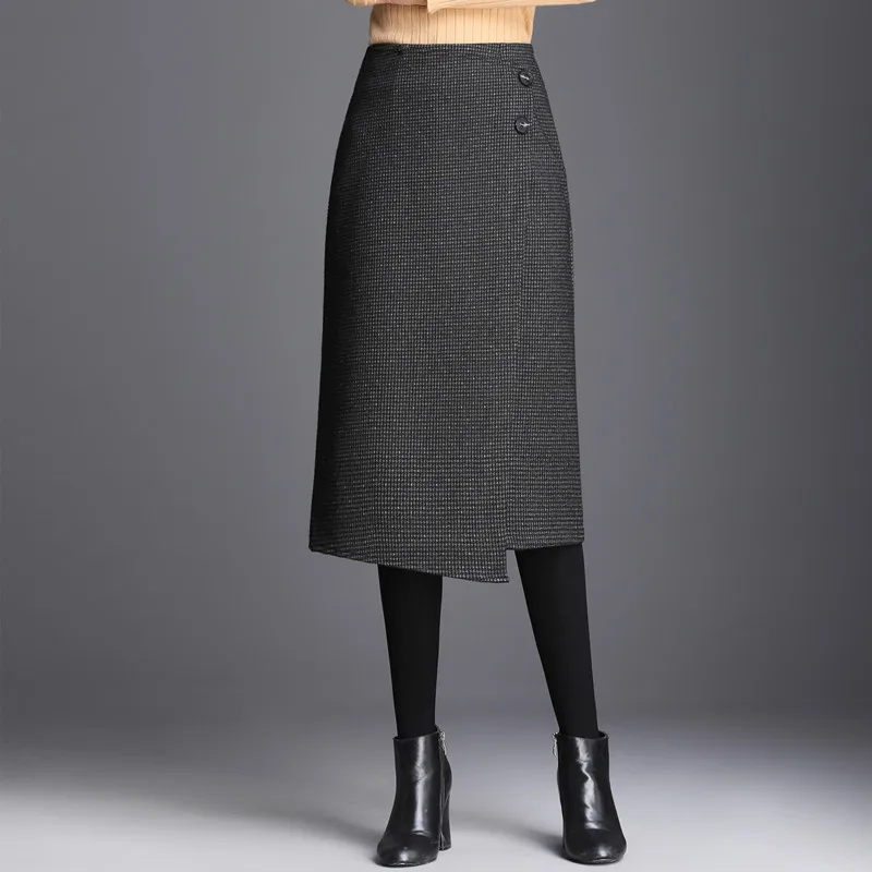 

Женская модная элегантная прямая облегающая юбка на молнии с завышенной талией в клетку, Офисная винтажная облегающая юбка средней длины н...