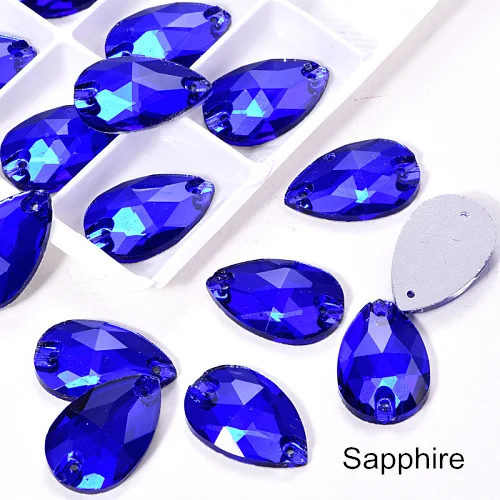 Sapphire Слеза много Цвета с украшением в виде кристаллов Стекло пришить стразы пришивные стразы прямая швейная стразы свадебное платье B3839 - Цвет: Sapphire