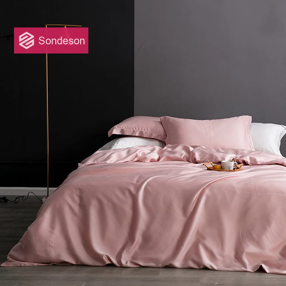 Комплект роскошного постельного белья Sondeson из 100% шелка розового цвета 25 Момми