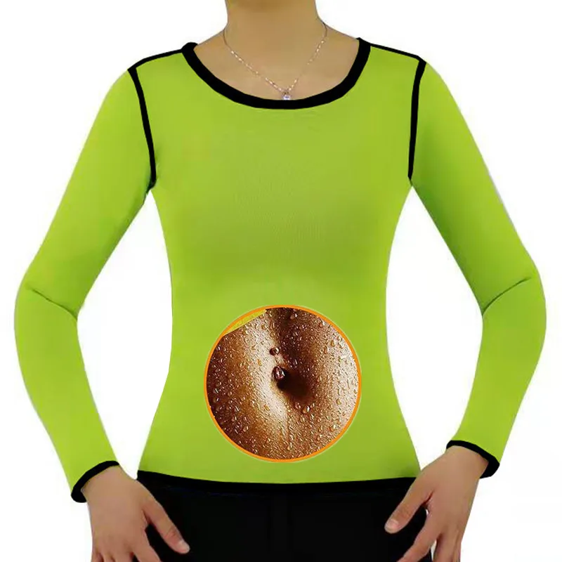 Неопреновые Футболки с длинным рукавом для женщин йоги спортзала компрессионные
