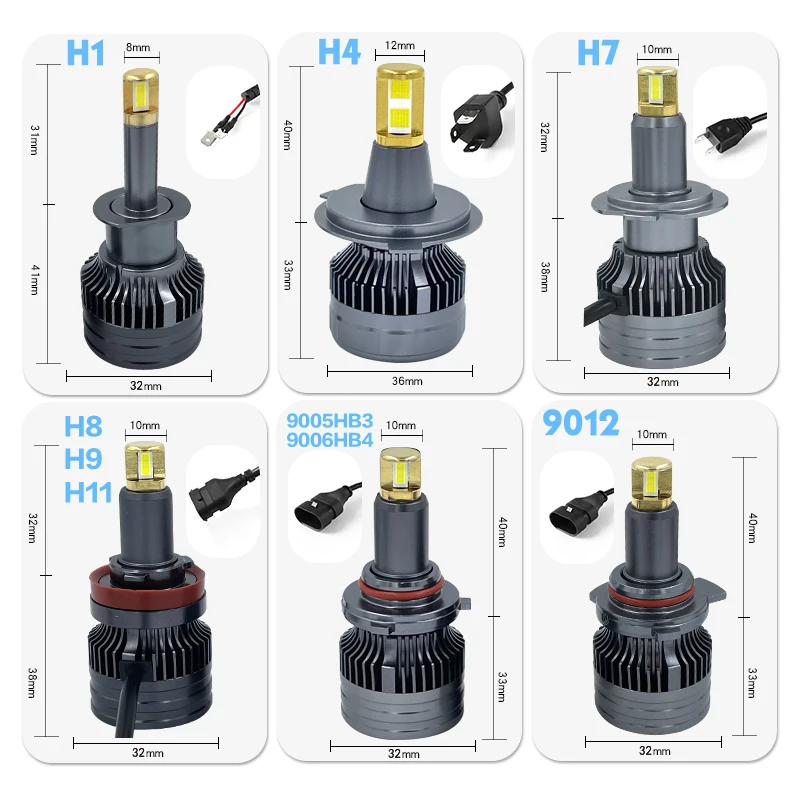 

Automotive Headlights H1 LED H4 H7 H9 H8 H11 9012(HIR2) 9005 9006 Automatic Fog Lamp 60W 15000LM 12V 6000K Turbo White Light