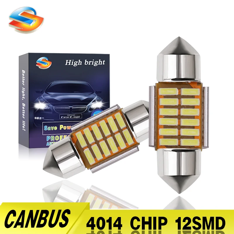 

1PCS Canbus LED Bulb C10W C5W Festoon 28mm/31mm/36mm/39mm/41mm 12SMD 4014 Wedge Dome Reading License Plate Light White/Ice blue