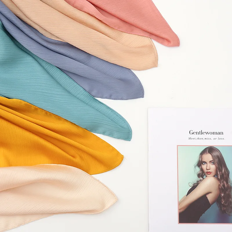 

15 Colors Plain Natural Wrinkle Silk Polyester Scarf Shawl Wrap Muslim Hijab Headband Pashmina Scarves Echarpe Foulards 180*75Cm