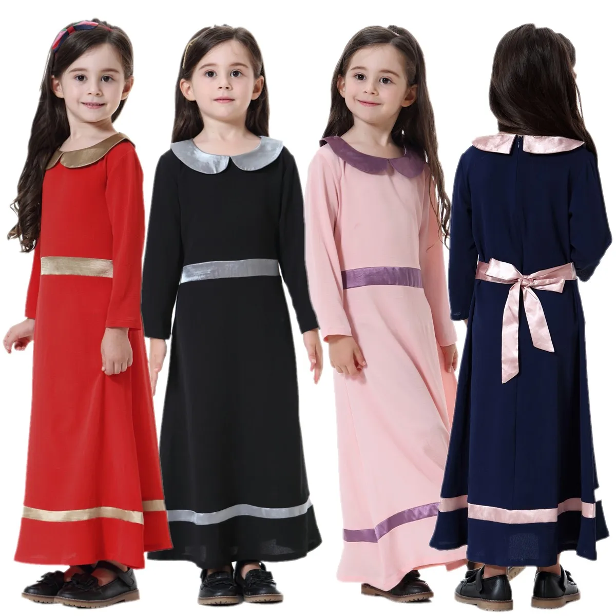 Мусульманское мусульманское платье для девочек с длинным рукавом Рамадан абайя