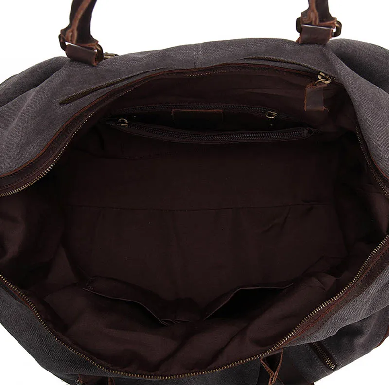 Модные холщовые кожаные мужские дорожные сумки для переноски багажа спортивные