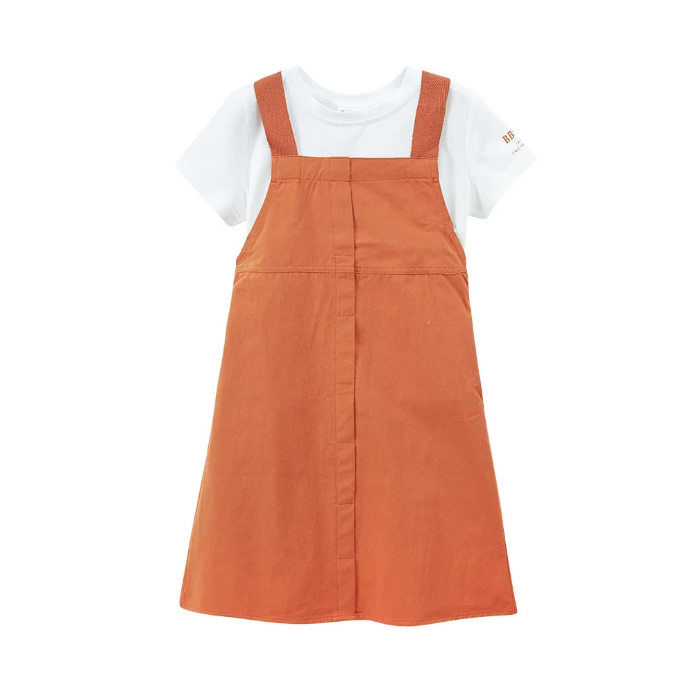 

Girls Summer Casual Two-Piece Set 2020 New Teenage Girls Cotton Shirt and Strap Dress Set Fashion Children Clothing Set, #8890
