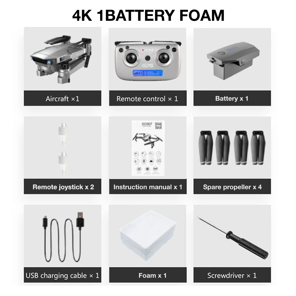 5G 4k 1B with box SG907 Дрон с GPS с 4K HD Двойная камера широкий угол 5G wifi FPV RC Квадрокоптер складные дроны Профессиональные с GPS следуем за мной - Цвет: 5G 4k 1B with box