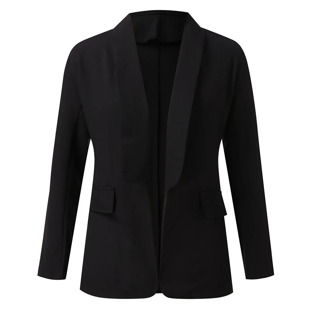 

Oversized Long Blazers Women Solid Cardigan Spring Chic Long Sleeve Slim Notched Casual Jackets Office Lady Work Black Coat