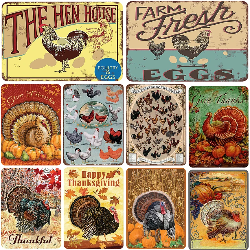 

The Hen House Metal Sign Turkey Vintage Tin Plate Painting Wall Decor