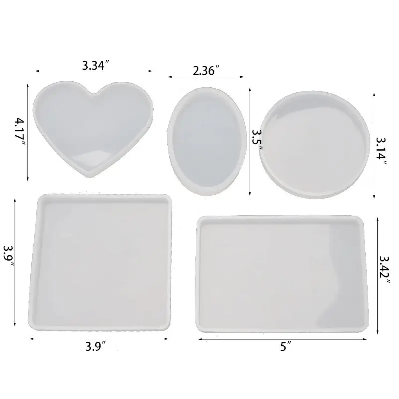 

5 Pack Coaster Resin Molds for DIY Casting with Resin,Concrete,Cement