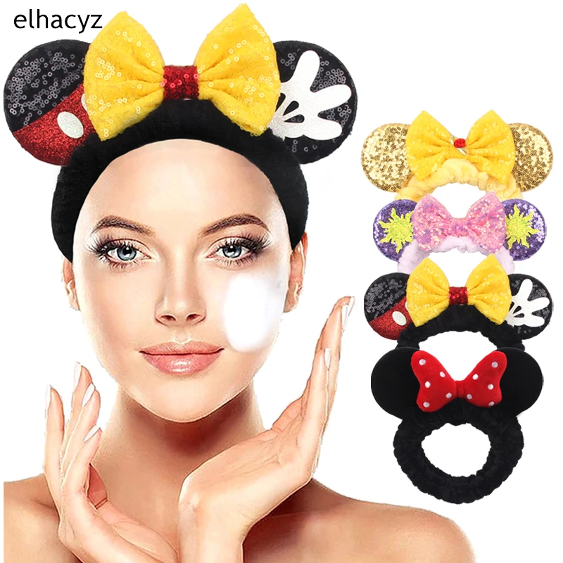 

Wash Face Hair Holder Hairbands Soft Warm Coral Fleece Bow Mouse Ears Headband For Women Girls Turban 2021 Hair Accessories