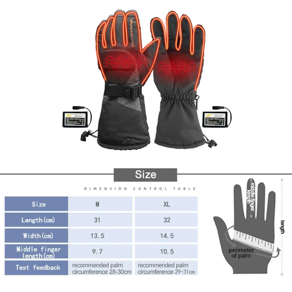 

Electric Heated Gloves With3600mAh Rechargeable Battery Powered Heat Gloves Waterproof Winter Thermal Warm Gloves For Outdoors