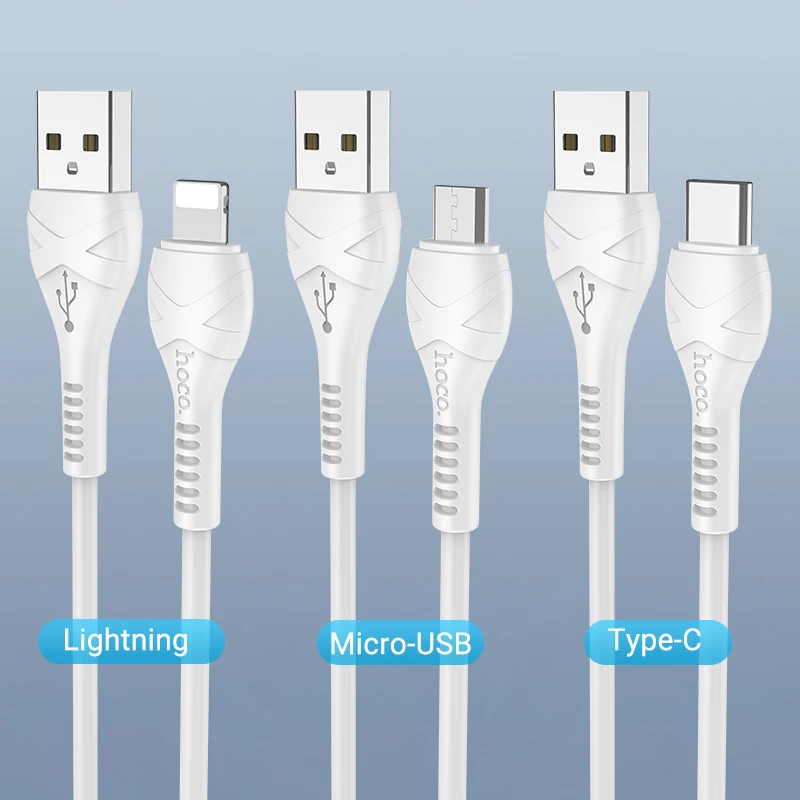 hoco зарядный кабель для lightning Micro USB C Type 2.4A передача данных провод 1м PVC зарядка