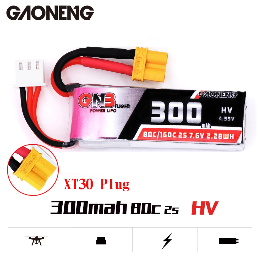 Аккумулятор Gaoneng 300 мАч 7 6 В 80C/160C 2S HV 4 35 в XT30 Lipo для радиоуправляемых моделей