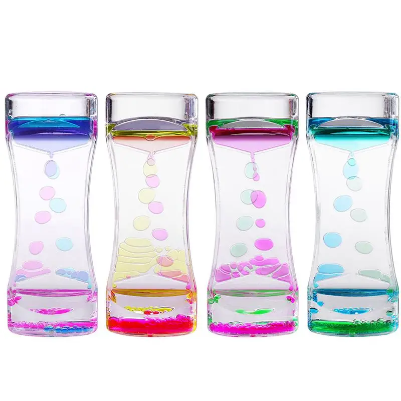2pcs Double Colors Oil Hourglass Liquid Motion Bubble Timer with Pretty Waist Desk Decoration Children Toy Gifts | Дом и сад