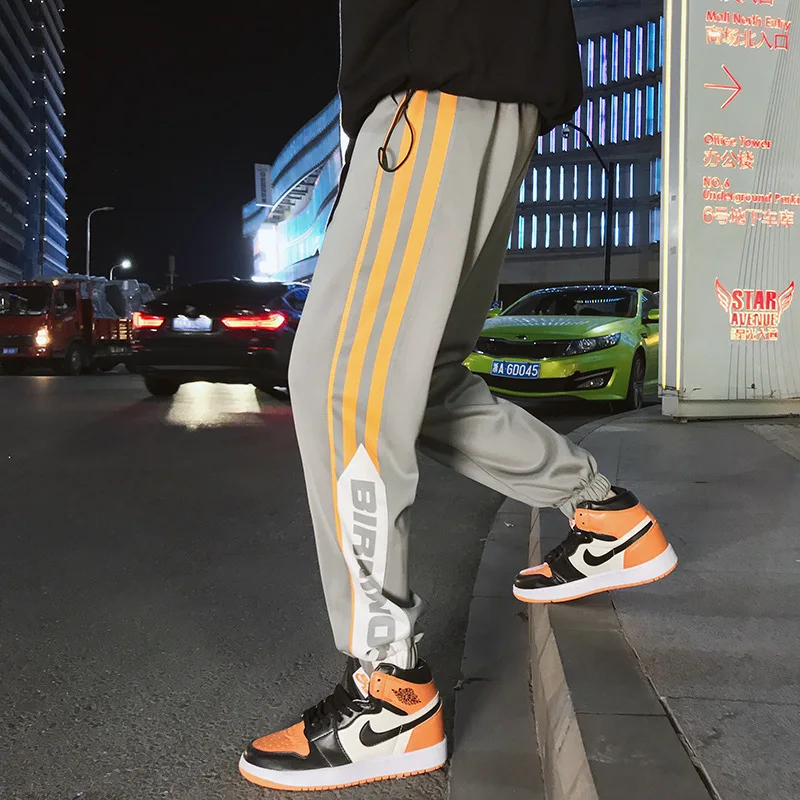 Мужские штаны для бега в стиле хип хоп с полосками сбоку|Повседневные брюки| |