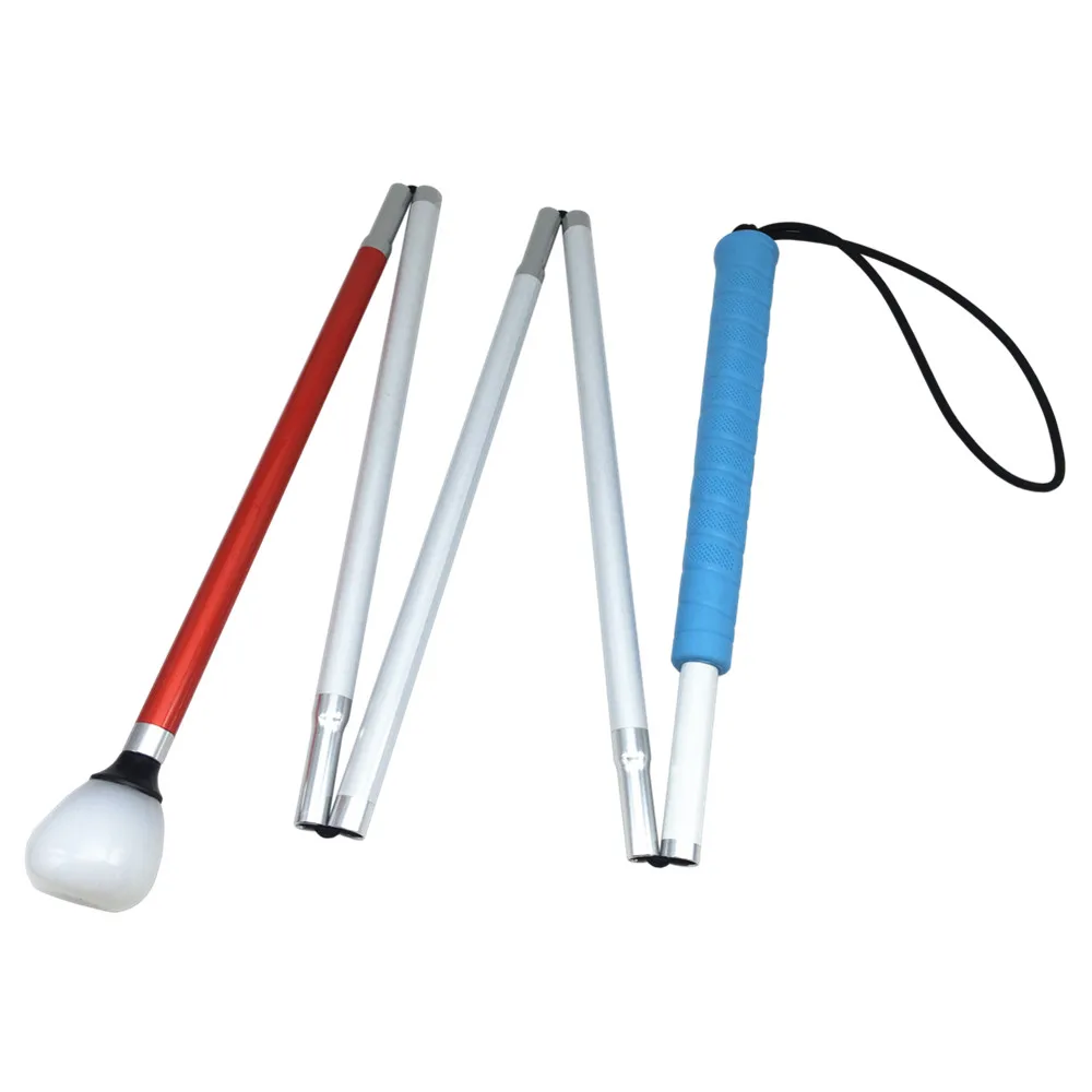 

Синяя ручка, 105-155 см, 5-секционная алюминиевая потайная трость, светоотражающая красная, складная трость для слепых людей