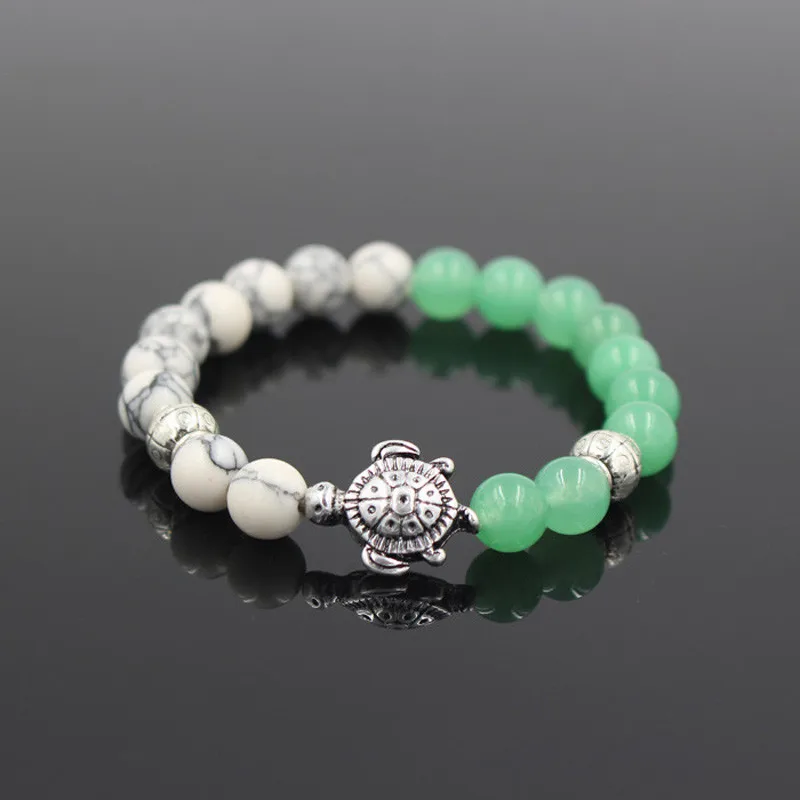 

Cute Elephant Turtle Natural Stone&Howlite Stone Bracelet Women Black Lava&Pink crystal Healing Balance Beads Yoga Bracelet