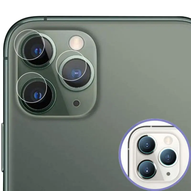 Защитное стекло для объектива камеры с металлическим кольцом закаленное iPhone