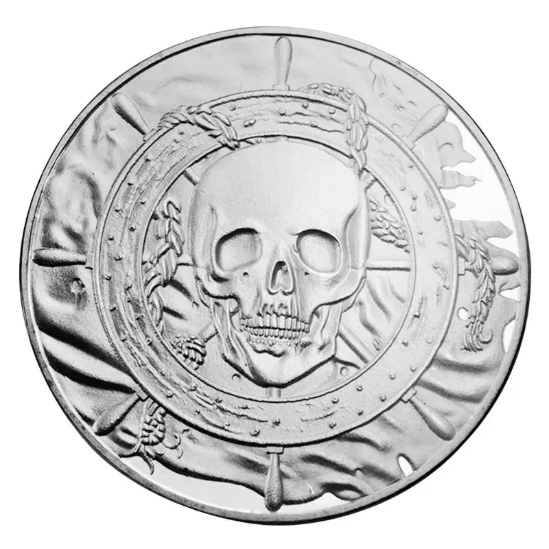 

Pirates of the Caribbean Challenge Coin 1oz Silver Plated Beluga Embossed Skull Medal Silver Commemorative Coin Gift Collection