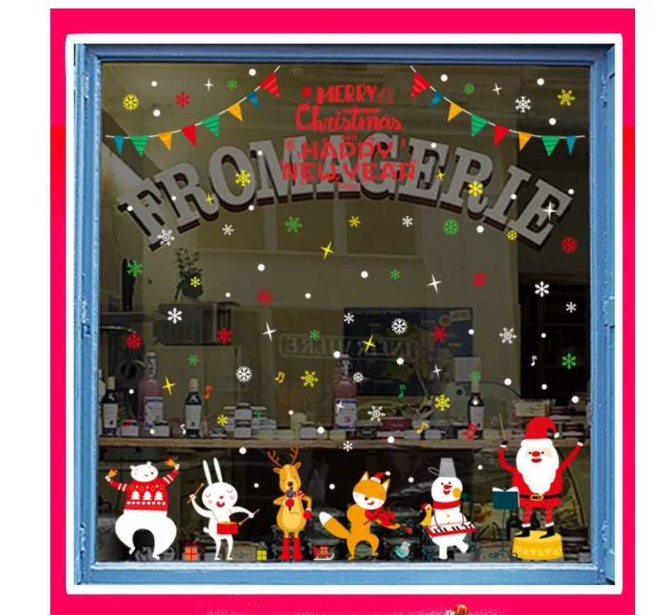 

Removable Christmas window wall stickers bedroom living room glass doors and windows background decoration stickers (50x70cm)