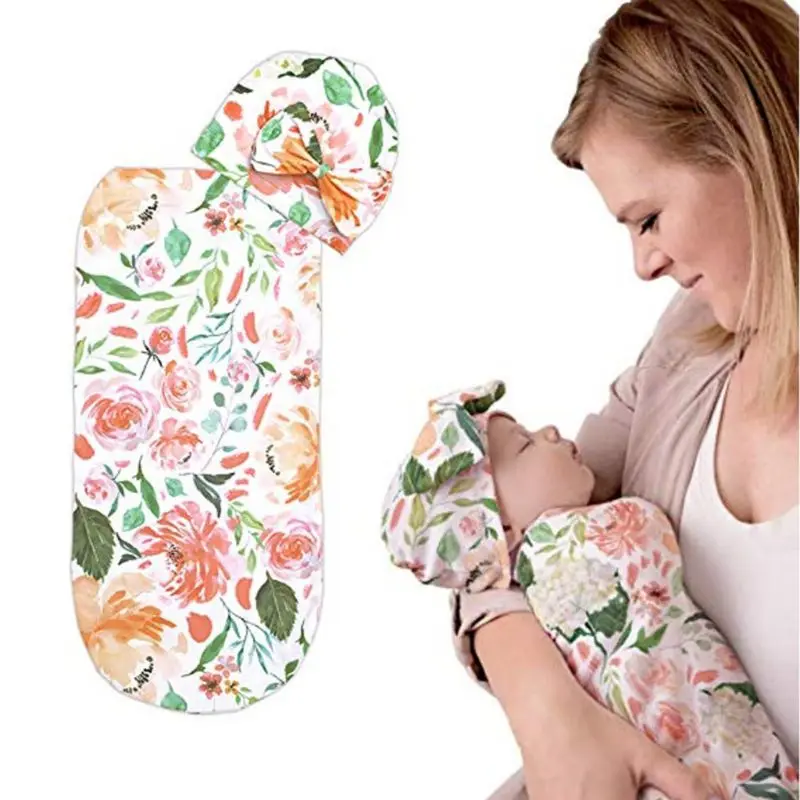 

Baby Wrap Sleeping Bag Cute Blanket with Hat Swaddle Newborn Anti-shock Towel K1KC