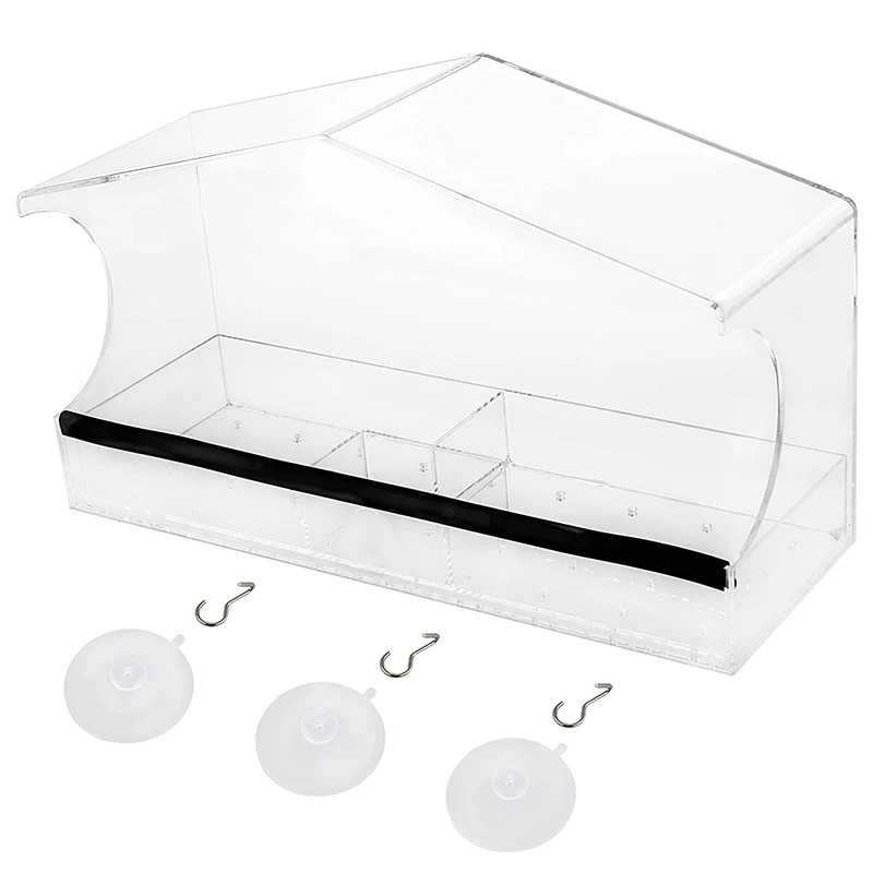 Оконная кормушка для птиц антибелка сверхмощная присоска крюк сливное отверстие