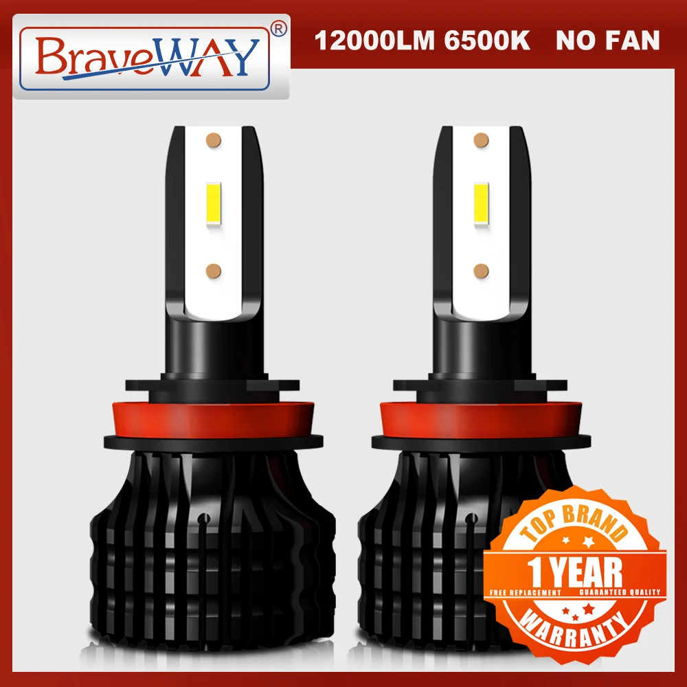 BraveWAY H4 LED H7 H11 H1 9005 9006 HB3 HB4 светодиодный льные светодиодсветильник фары дальнего
