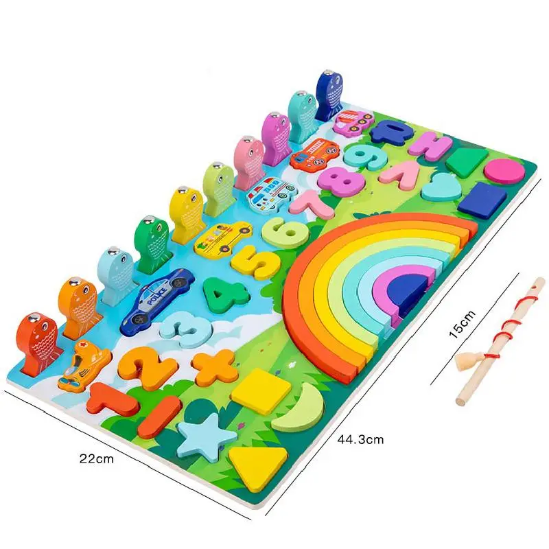 

Montessori Wooden Numbers and English Letters Three-in-one Number Board Rainbow Circle Jigsaw Puzzle Children's Educational Toys