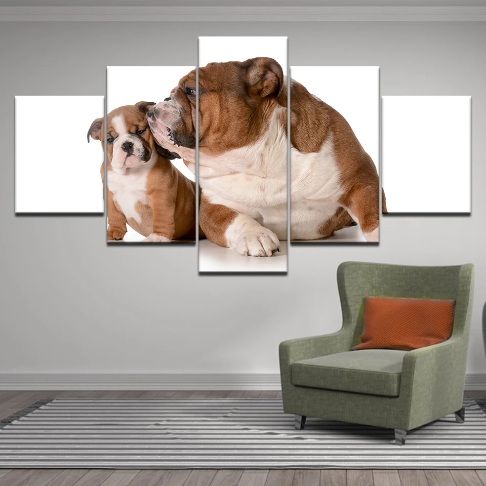 Шарпей милая собака абстрактная стена искусство холст печати 5 панелей картина