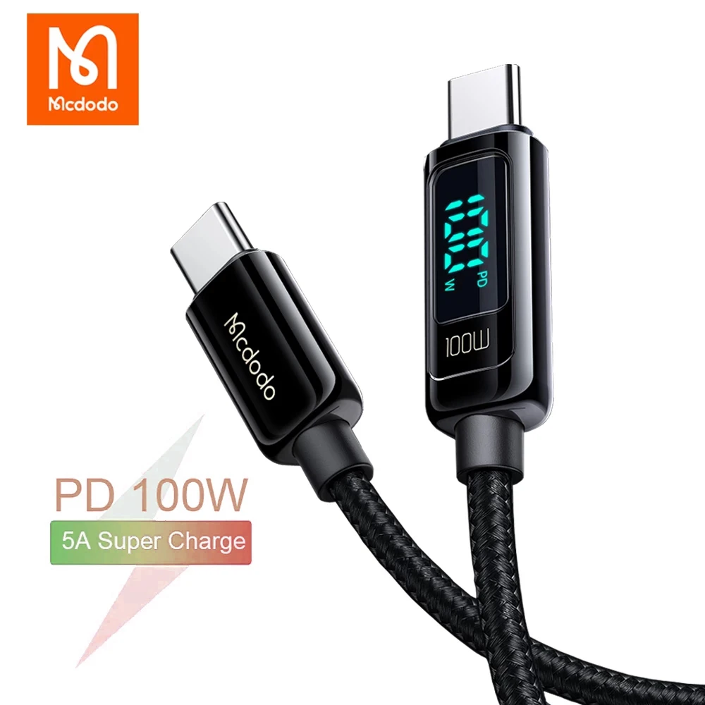 

Mcdodo PD 100W USB C To USB Type C Cable 5A Fast Charging Charger Cord USB-C Type-C Cable For Xiaomi Samsung Huawei Macbook iPad