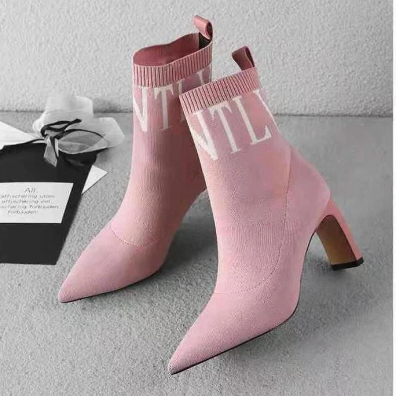 

Women's High Boots Stretch Fabric Sexy Stiletto Ankle Boots For Women Winter Black Ladies Winter Boots Large Size 43 Women Shoes