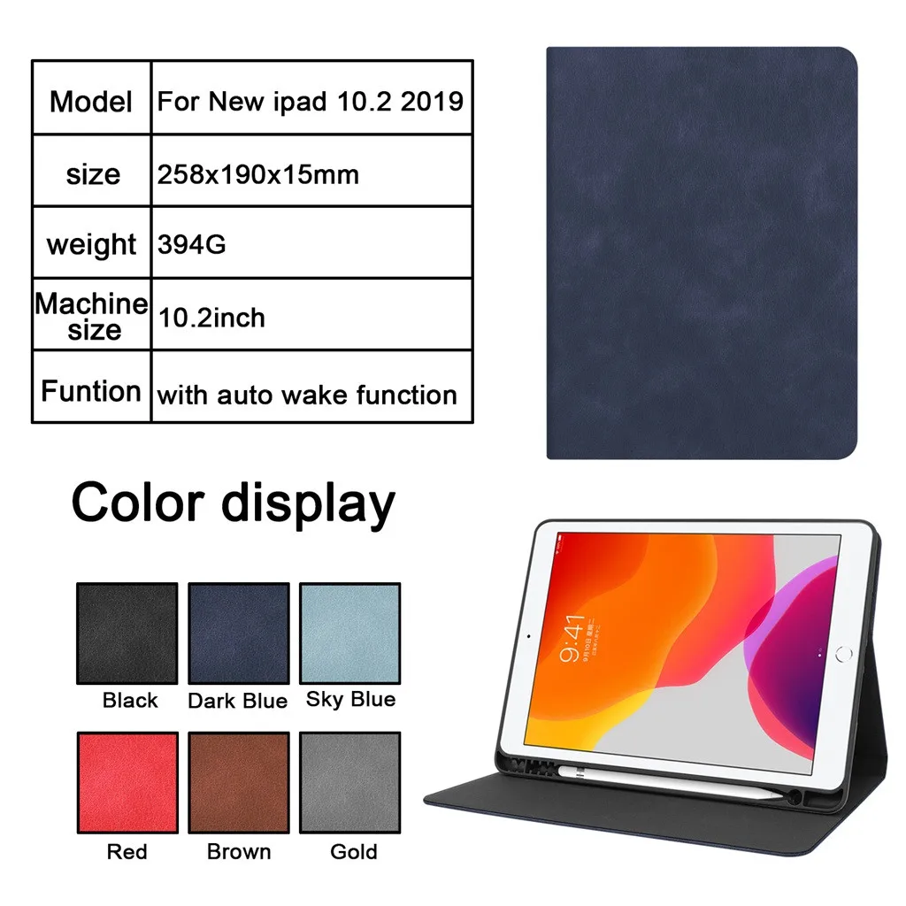 Тонкий чехол для планшета IPad 10 2 дюйма 2019 Пробуждение/сон умный чехол-подставка с