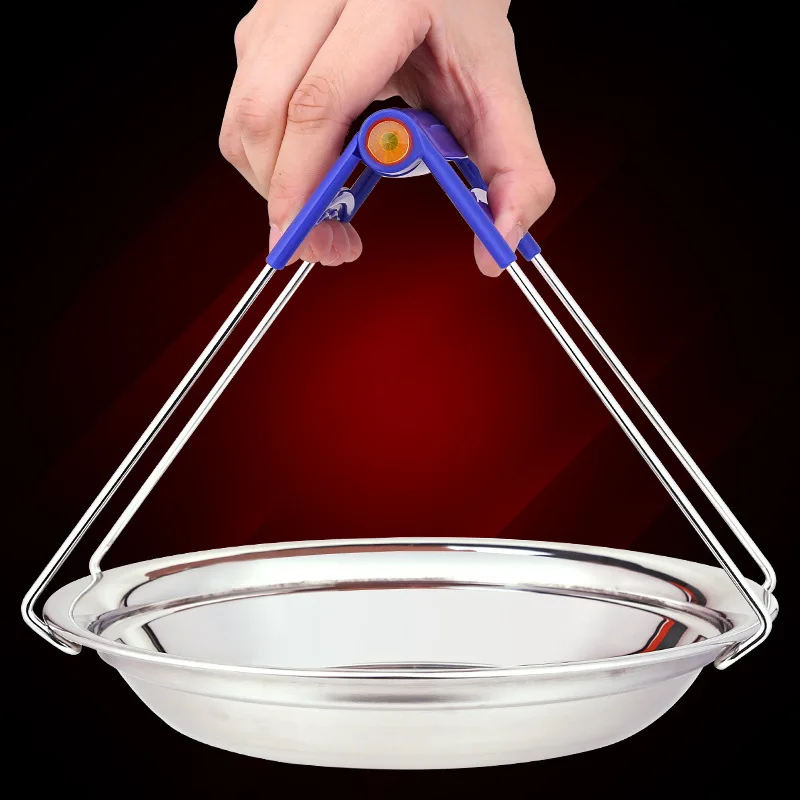 

Fashion One-handed Kitchen Stainless Steel Folding Anti-scald Hot Dish Plate Bowl Tray Clip Clamp Tong