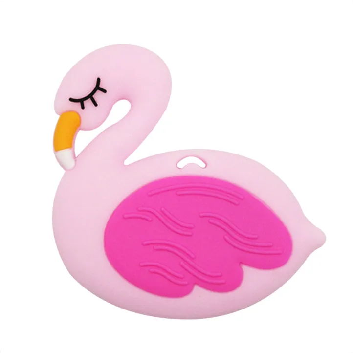 PurpleFlamingo Детские грызуны, Силиконовые Прорезыватели для зубов, пищевые, без БФА, прорезыватели, фламинго, динозавр, стержень, Прорезыватель для зубов, подарок для ребенка, животные, прорезыватель - Цвет: PurpleFlamingo