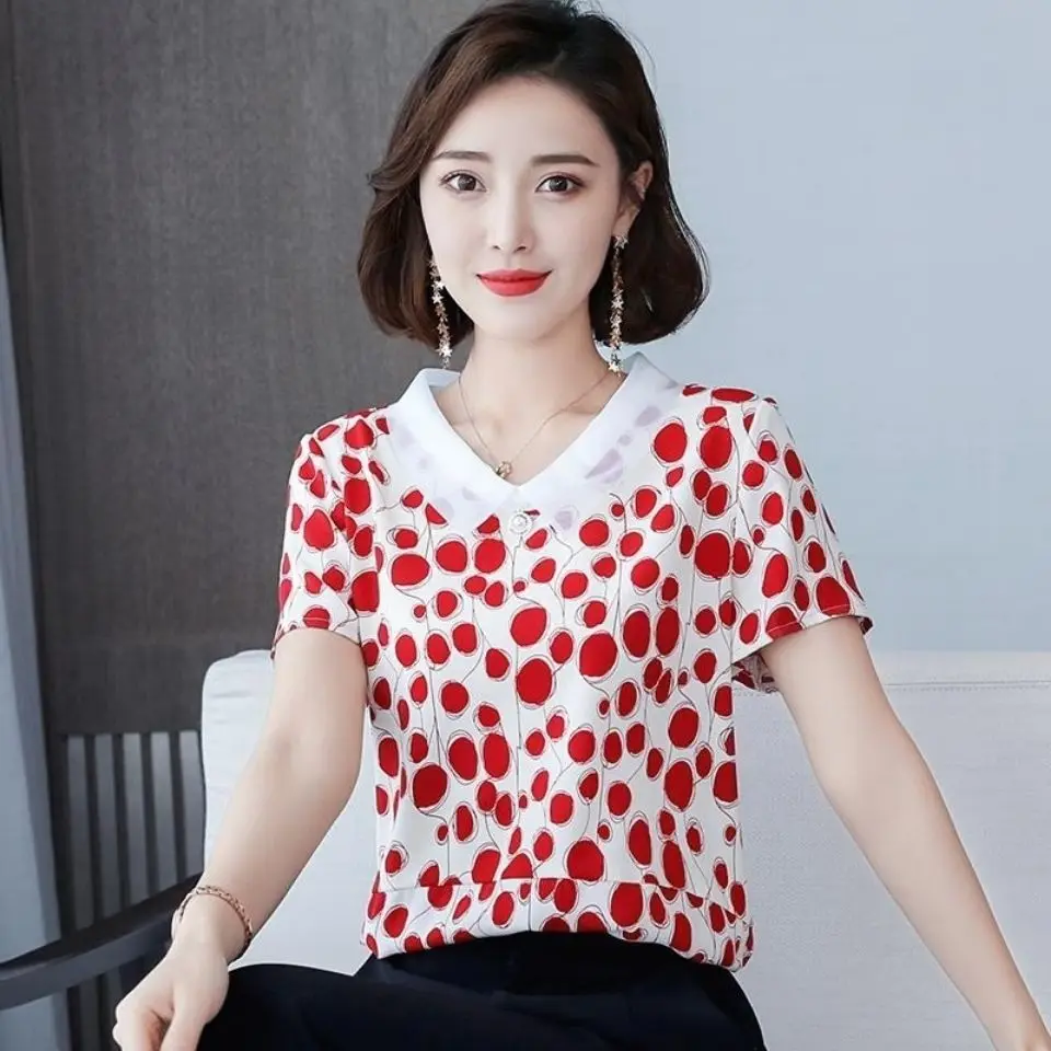 

2021 new versatile fashion print short sleeve western style loose top summer