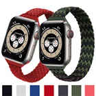 Ремешок соло тонкий плетеный для Apple watch, эластичный тканевый браслет для iWatch series 6 5 4 3 se 7, 44 мм 40 мм 42 мм 38 мм
