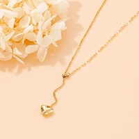 stainless steel heart necklace for women fashion simple gold silver color jewelry accessories