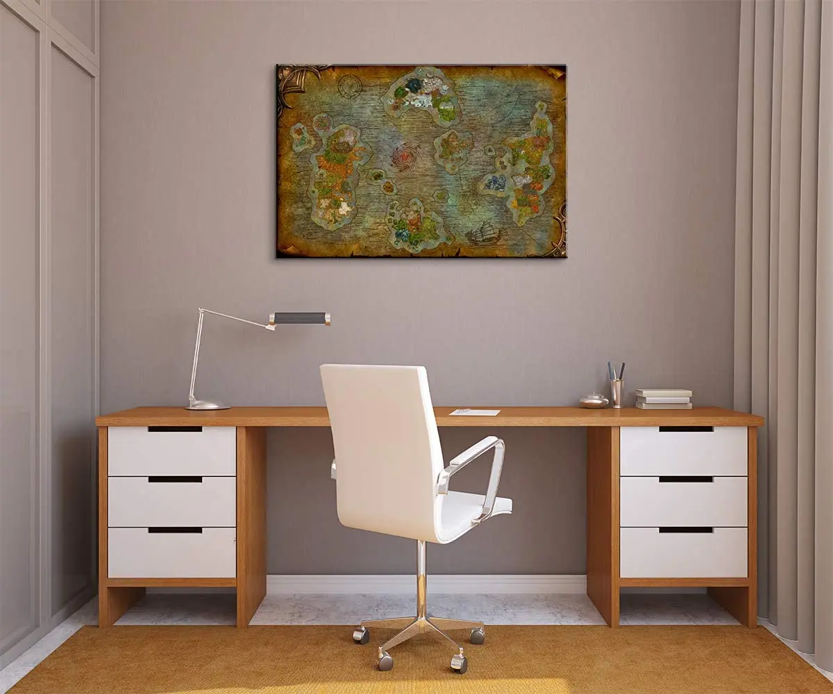 

Vintage Azeroth Game Map, Canvas Oil Painting, Modern Home Wall Decoration