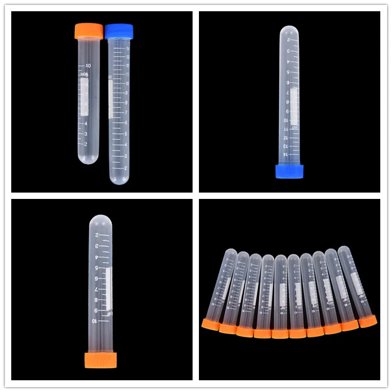 

10pcs Volume Plastic Bottles with Round cap Transparent container Graduation 10ml Centrifuge Tube 2ml