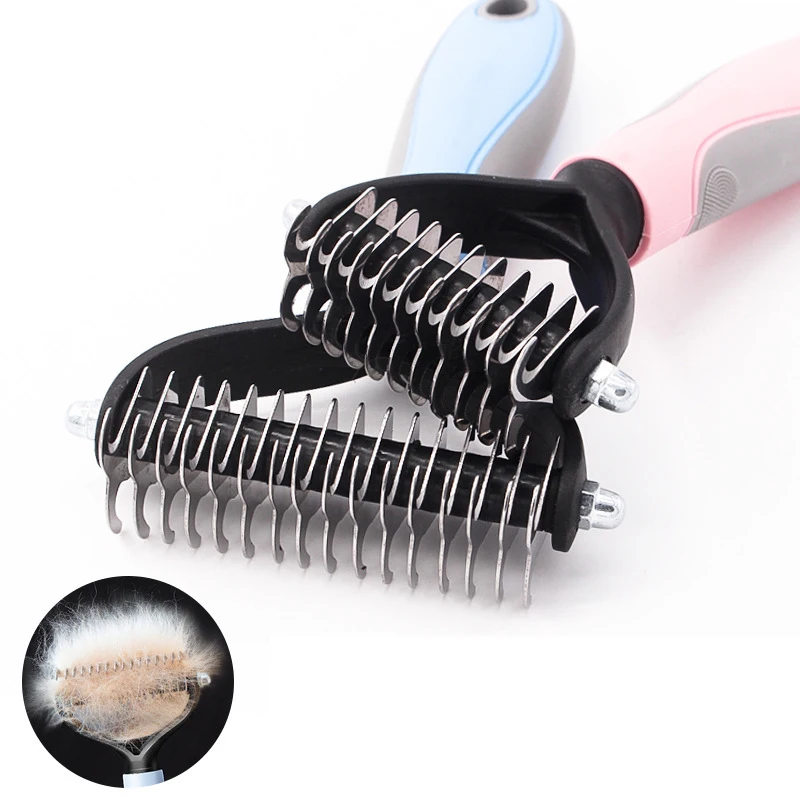 

Cat Dog Hair Removal Comb Grooming Shedding Tools Fur Trimming Dematting Deshedding Brush Double sided Long Hair Curly Comb