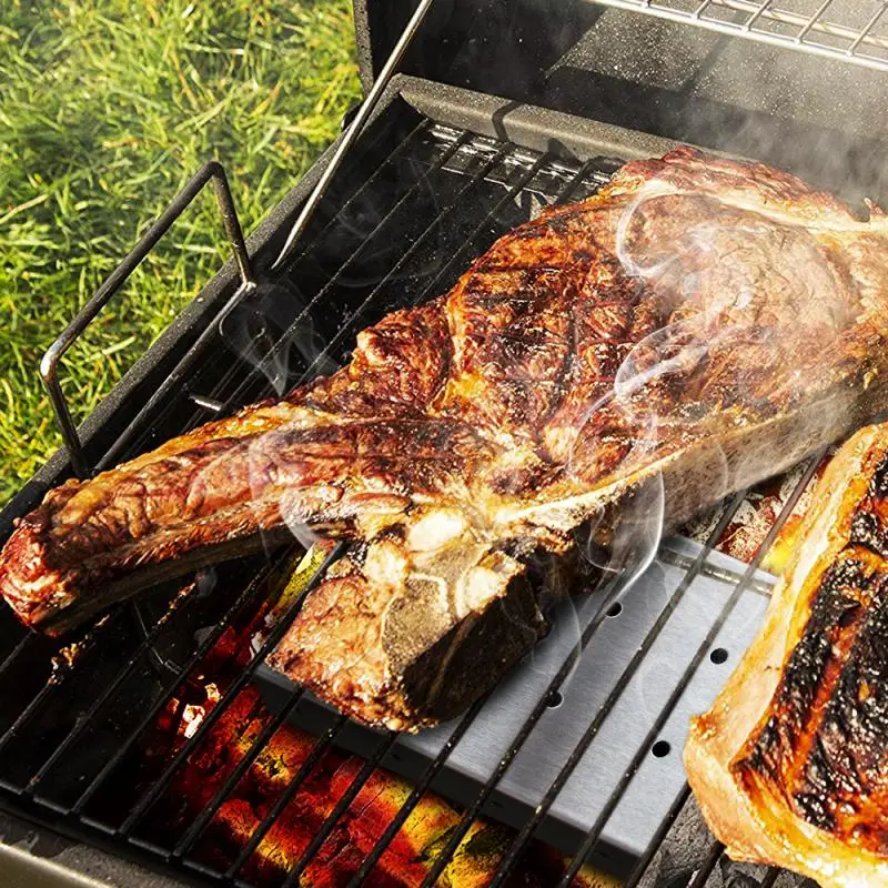 Новый семейный полевой двор барбекю гриль из нержавеющей стали деревянные чипсы