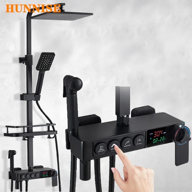 Смесители для ванной и душа HUNNISE черные комнаты качественный латунный Смеситель