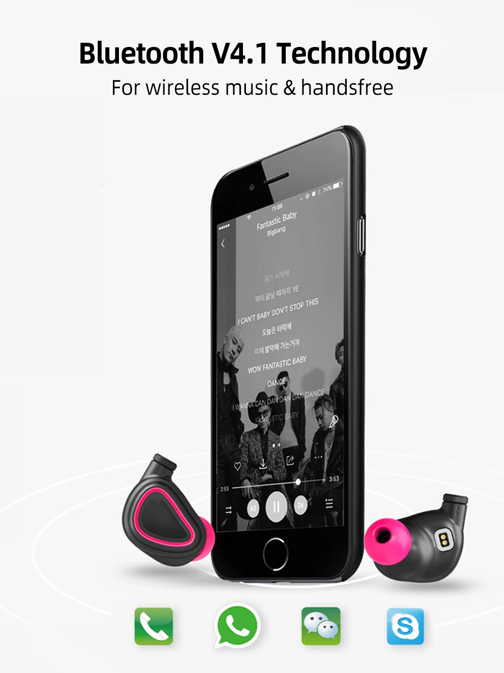 Новые спортивные беспроводные наушники, наушники Bluetooth 4,1, стерео наушники с шумоподавлением и зарядным устройством для бега, Android PC