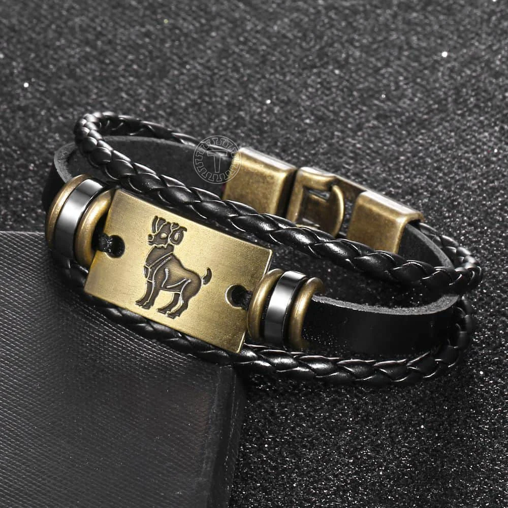 Многослойный кожаный браслет 12 созвездий в стиле ретро для мужчин и женщин