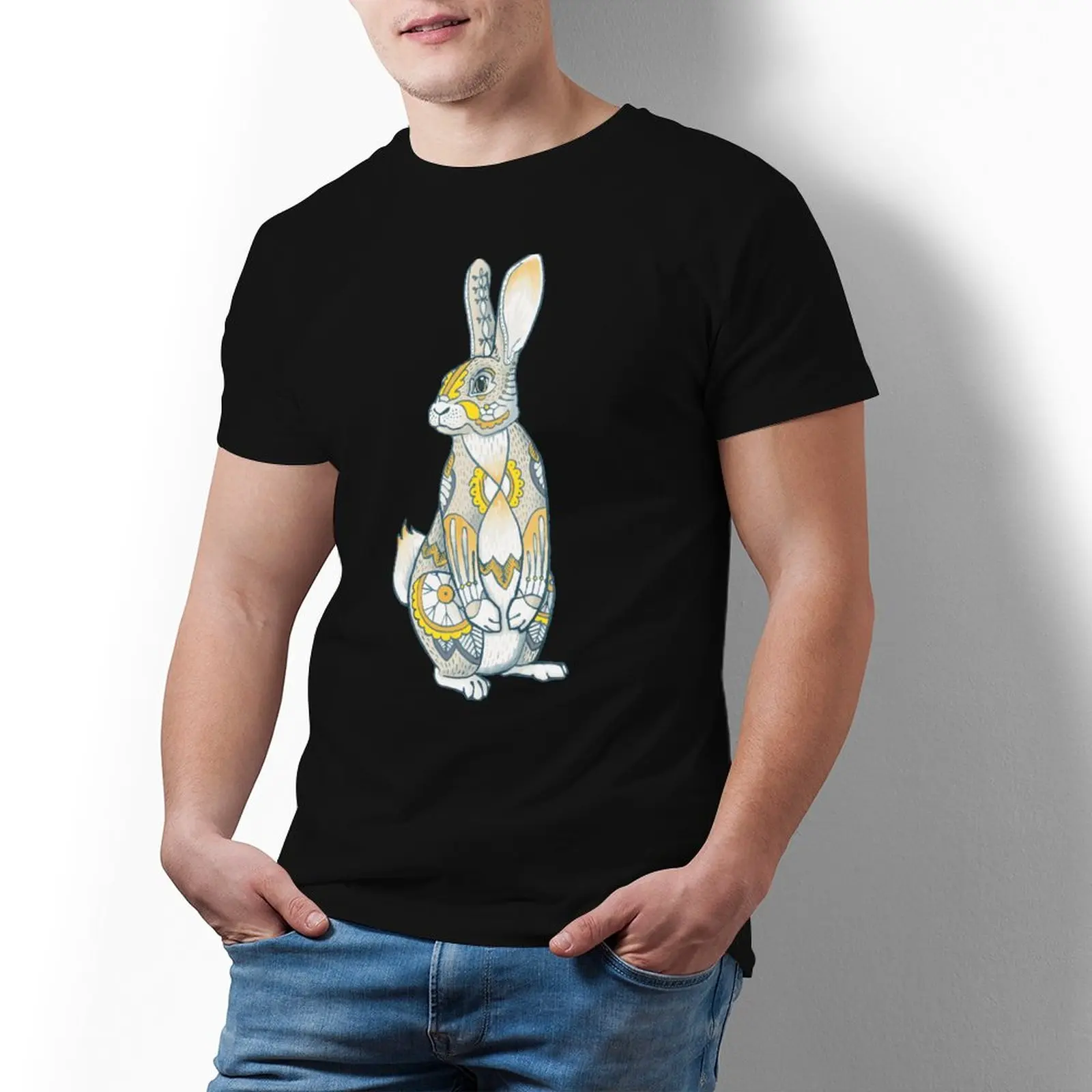 

Футболка с кроликом потрясающая Классическая футболка из 100 хлопка мужская футболка с коротким рукавом с принтом 4xl